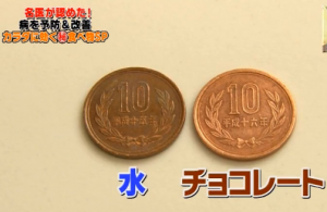 10円玉をチョコレート実験